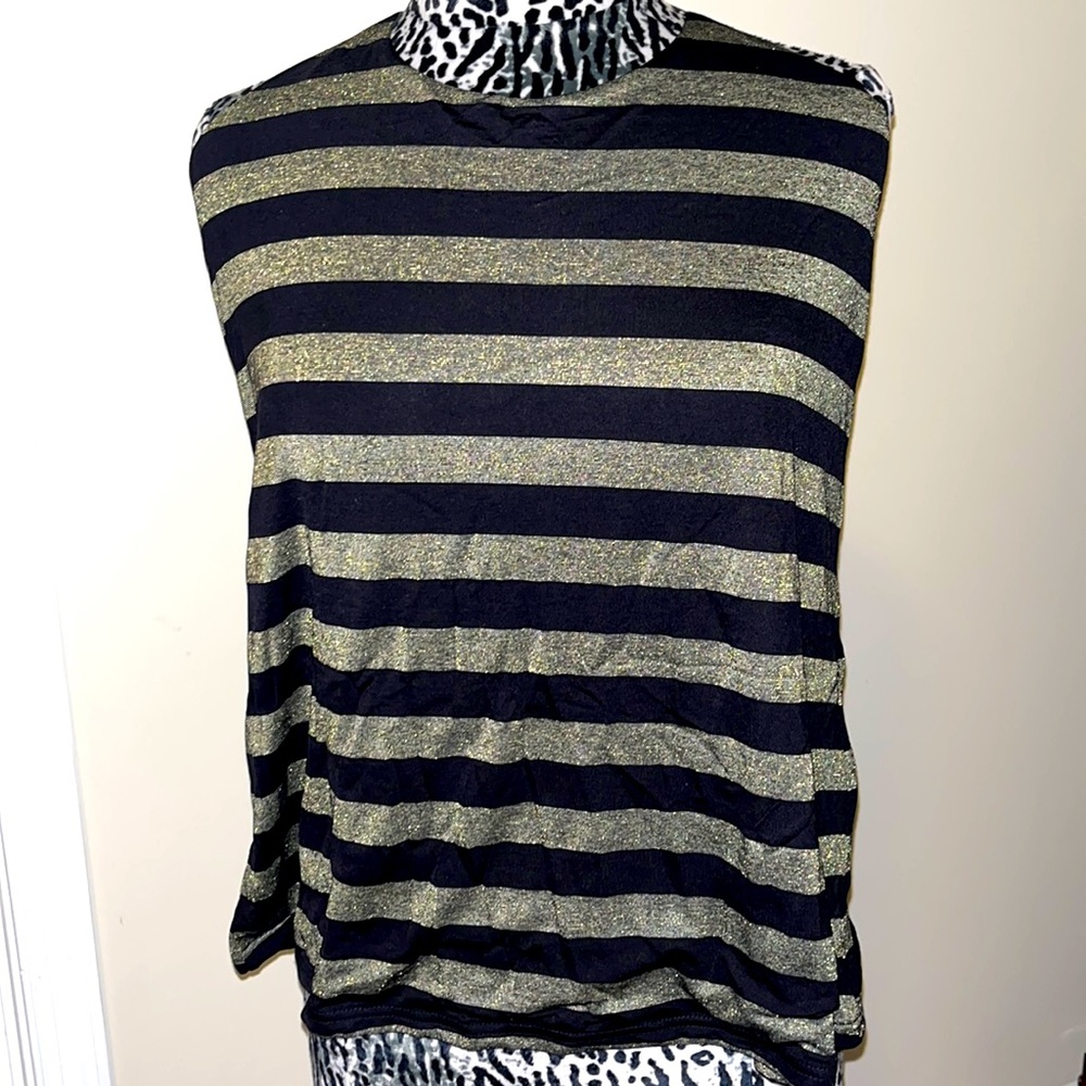 SEXY City Chic Striped Halter Top - Black & Gold Shimmer - plus size 16 NWT